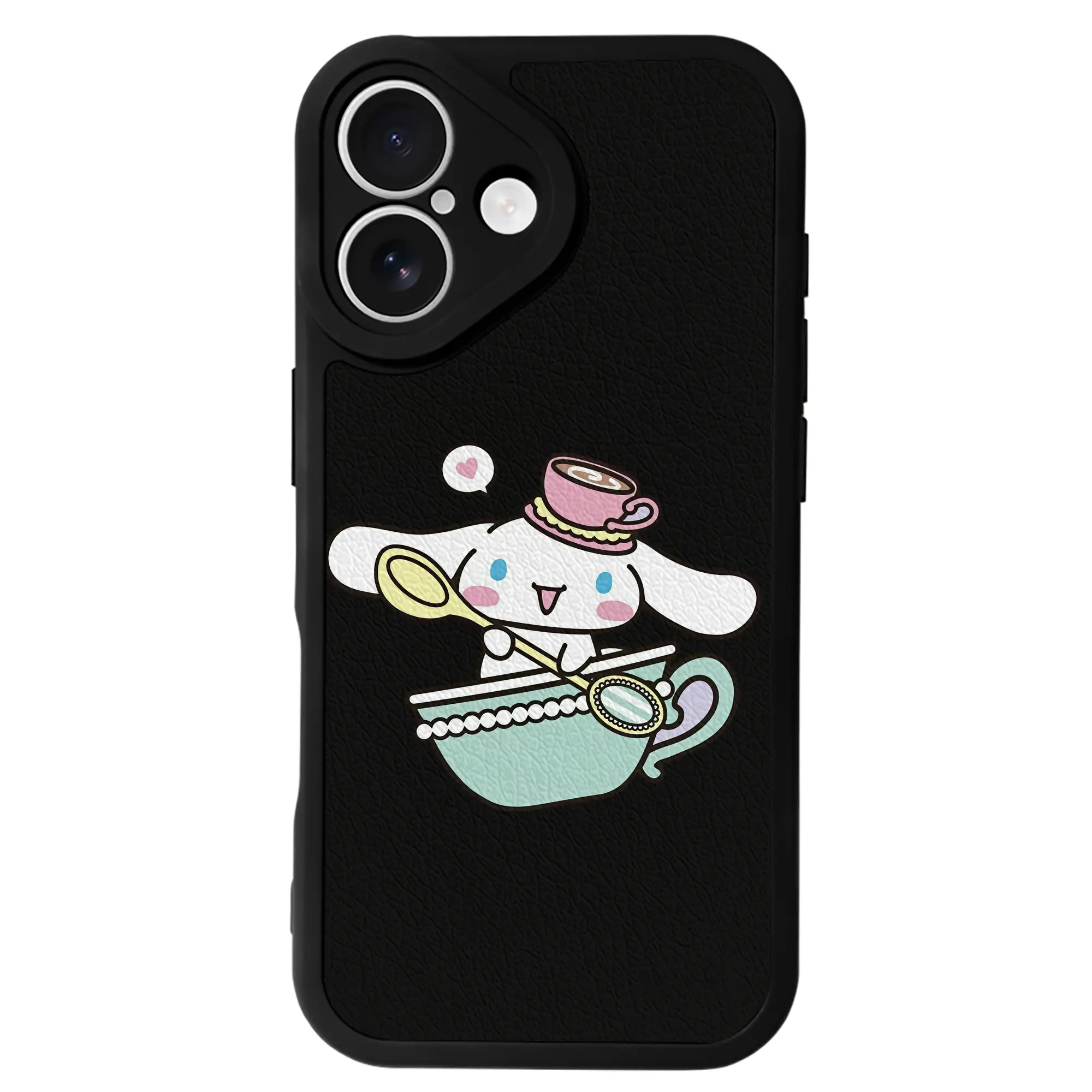 サンリオ グッズ,シナモロール - IPhone 16シリーズ対応 ・ シリコンスマホケース ・ レザー調 ・ 高精度フィット ・ 耐衝撃 ・ ワイヤレス充電対応 ・ 精密カット